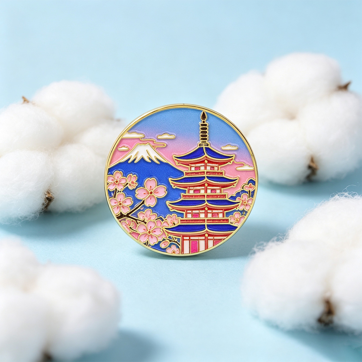 Travel Accessories Jewelry - Эмалевая брошь с японской сакурой, винтажный